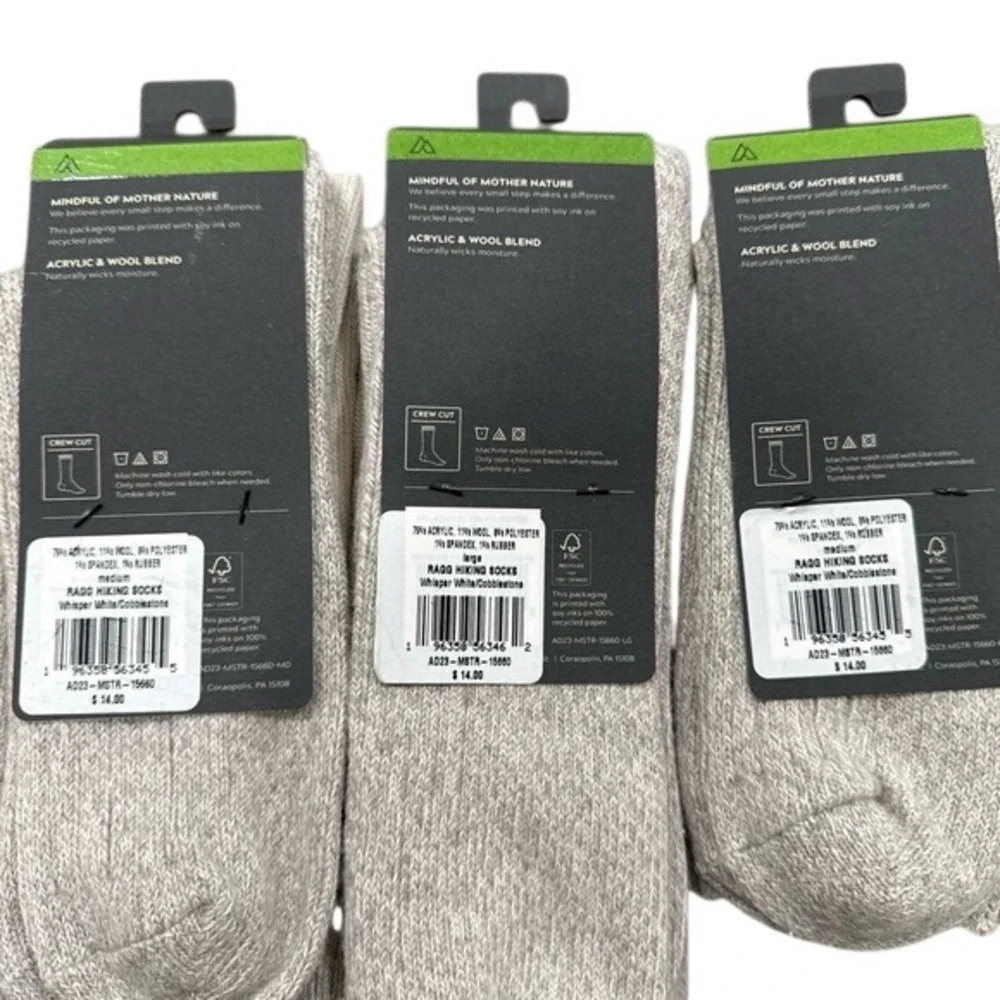Alpine Design Ragg Hiking Crew Socks Men's Medium & Large 6-Pair‎ NWT